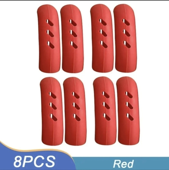 8pcs Red Silicone pot and lid handle covers - Picture 2 of 7
